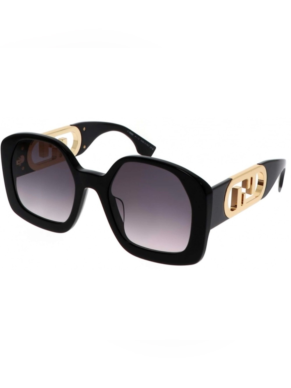 Authentic FENDI O'LOCK Black Gold Oversized FF Lock Logo Sunglasses With Pouch